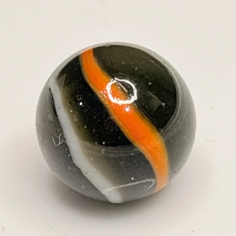 Vintage Vitro Agate Black Base Orange Ribbon Patch Marble 5/8